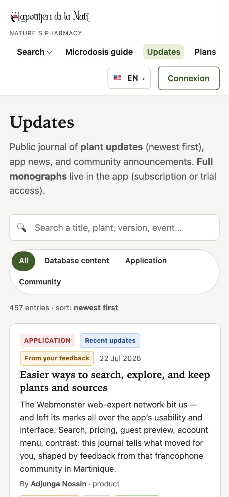 Updates on phone with search