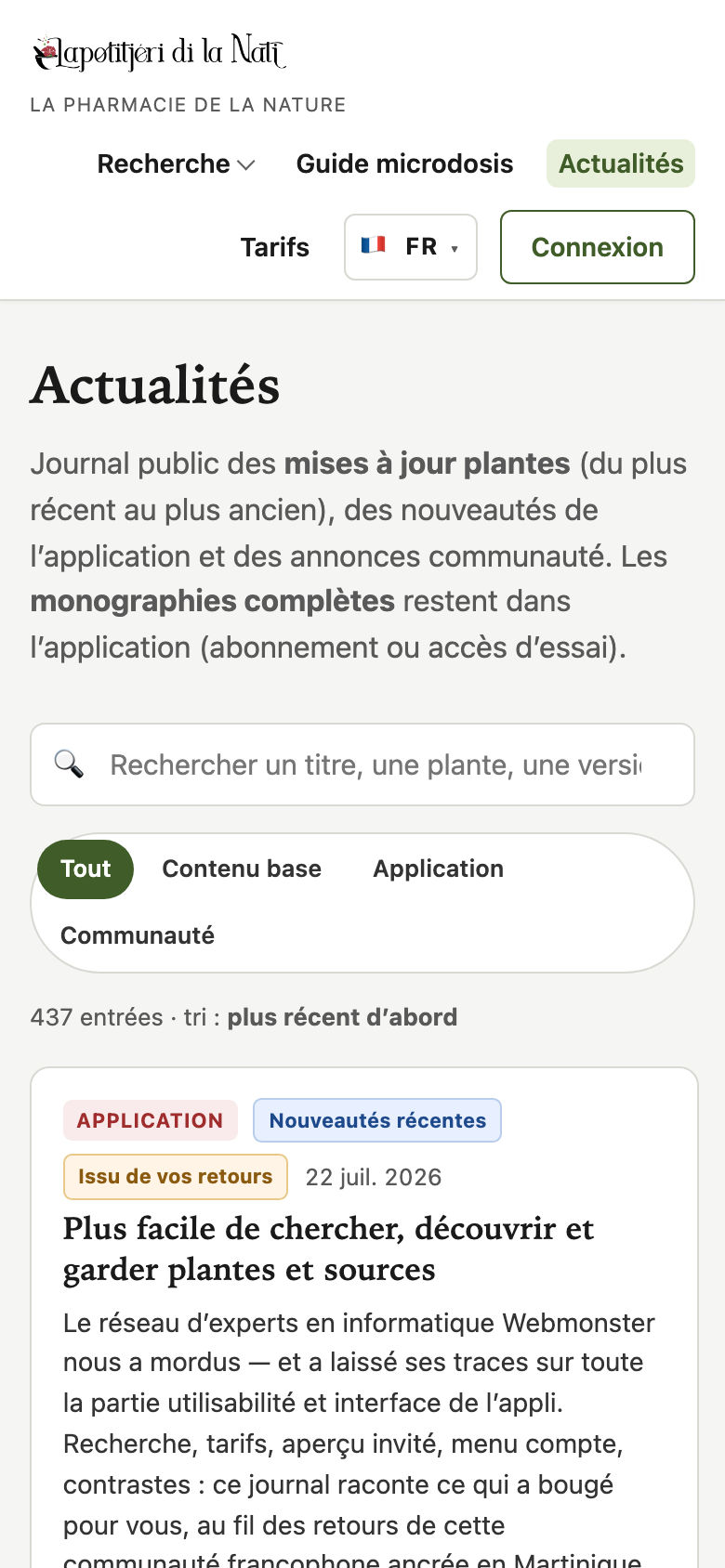 Actualités sur téléphone avec recherche